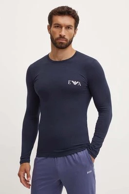 Emporio Armani Underwear longsleeve lounge kolor granatowy z nadrukiem 111023 4F715