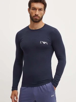 Emporio Armani Underwear longsleeve lounge kolor granatowy z nadrukiem 111023 4F715