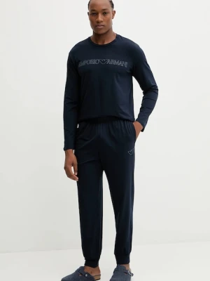 Emporio Armani Underwear piżama męska kolor granatowy z nadrukiem EM000616 AF14978