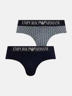 Emporio Armani Underwear slipy męskie bawełniane z elastanem 2-pack granatowy