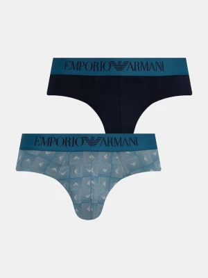 Emporio Armani Underwear slipy męskie bawełniane z elastanem 2-pack granatowy