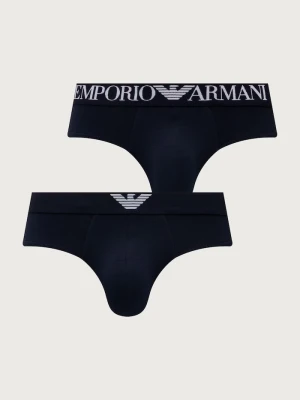 Emporio Armani Underwear slipy męskie bawełniane z elastanem 2-pack granatowy
