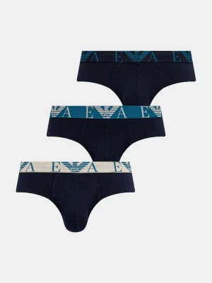 Emporio Armani Underwear slipy męskie bawełniane z elastanem 3-pack niebieski
