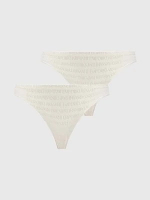 Emporio Armani Underwear stringi 2-pack kolor beżowy transparentne