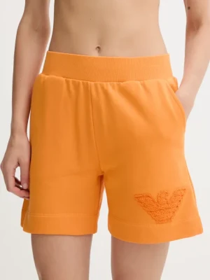 Zdjęcie produktu Emporio Armani Underwear szorty bawełniane damskie kolor pomarańczowy z aplikacją high waist EW000778 AF12186