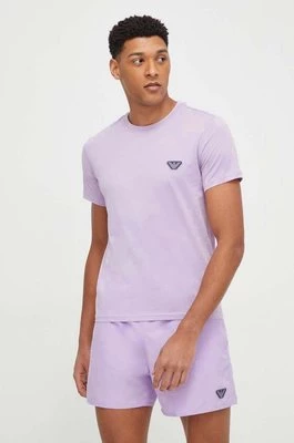 Emporio Armani Underwear t-shirt bawełniany męski kolor fioletowy gładki 211818 4R463