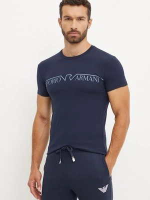 Emporio Armani Underwear t-shirt lounge kolor granatowy z nadrukiem 111035 4F516