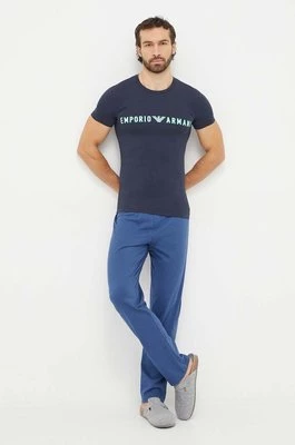 Emporio Armani Underwear t-shirt lounge kolor granatowy z nadrukiem 111035 4R516