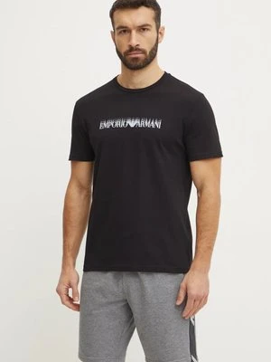 Emporio Armani Underwear t-shirt plażowy bawełniany kolor niebieski z nadrukiem EM000574 AF12349