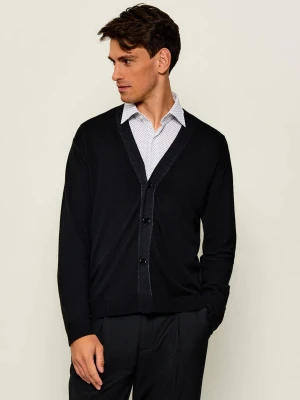 Emporio Armani Wełniany kardigan | Regular Fit czarny