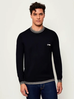 Emporio Armani Wełniany sweter | Regular Fit granatowy
