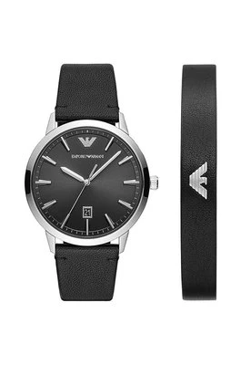 Emporio Armani zegarek i bransoletka męski kolor srebrny