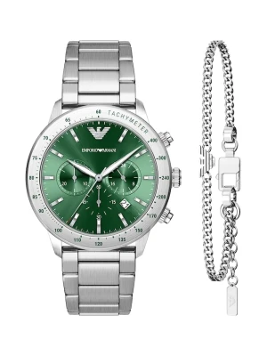 Emporio Armani zegarek i bransoletka męskie Mario srebrny