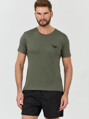 EMPORIO ARMANI Zielony męski t-shirt logo brodé, Rozmiar L