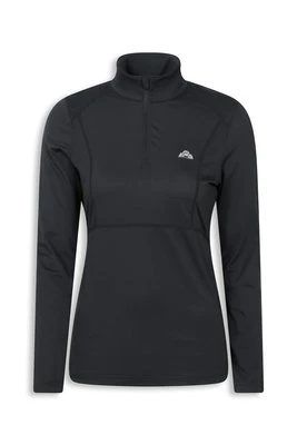 EMS damski top sportowy z długim rękawem i zamkiem pod szyją - Black