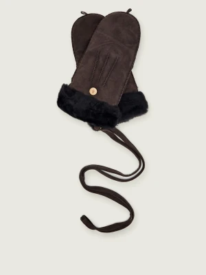 EMU Australia Skórzane rękawiczki Montana Mittens | z dodatkiem wełny brązowy