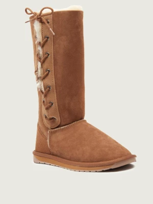EMU Australia Śniegowce Platinum Hi Lace | wełna | zamsz brązowy
