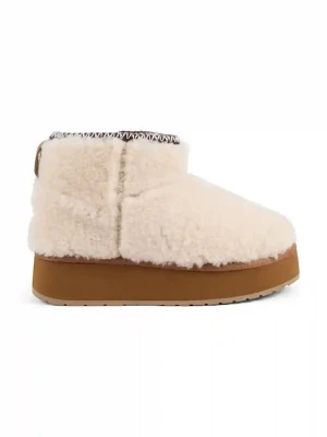 Emu Australia śniegowce wełniane Stinger Micro Flatform Teddy kolor beżowy W13187