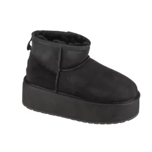 EMU Australia Stinger Micro Flatform W13082-BLAK, Damskie, Czarne, buty zimowe, skóra zamszowa, rozmiar: 36