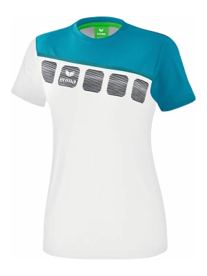 erima Koszulka sportowa "5-C" w kolorze biało-turkusowym rozmiar: 42