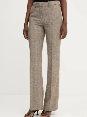 ERMANNO Firenze spodnie damskie kolor brązowy dzwony high waist 57TP002ED0