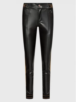 Ermanno Firenze Spodnie z imitacji skóry P008ES2 Czarny Slim Fit