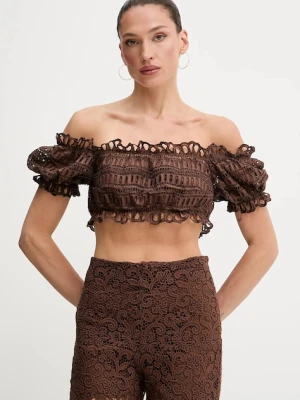 Ermanno Scervino bluzka damska kolor brązowy wzorzysta D464L607RXT