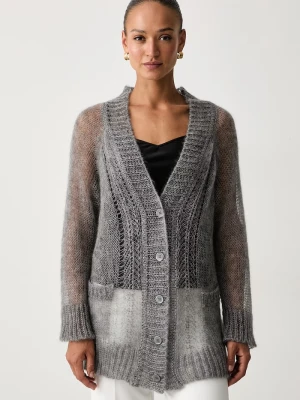 Ermanno Scervino LIFE kardigan damski z wełną szary