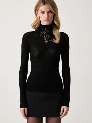 Ermanno Scervino LIFE longsleeve damski z dodatkiem kaszmiru czarny