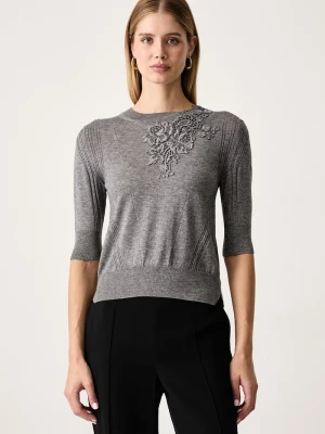 Ermanno Scervino LIFE sweter z krótkim rękawem damski z lyocellem szary