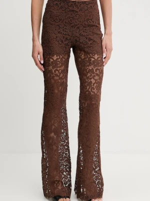 Ermanno Scervino spodnie damskie kolor brązowy dzwony high waist D464P605FDHGJ