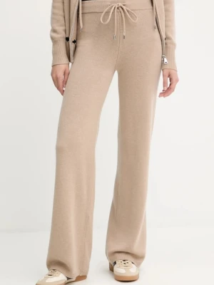 Ermanno Scervino spodnie wełniane damskie kolor beżowy szerokie high waist 57TP033E52