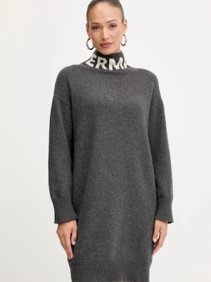 Ermanno Scervino sukienka wełniana kolor szary mini oversize 57TQ026EO1