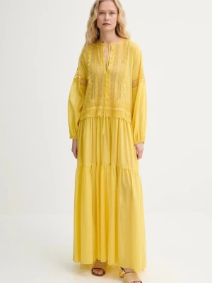 Ermanno Scervino sukienka z domieszką jedwabiu kolor żółty maxi oversize D464Q620RUQ