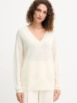 Ermanno Scervino sweter wełniany damski kolor beżowy lekki 57TM049E55