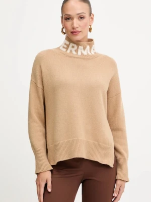 Ermanno Scervino sweter wełniany damski kolor beżowy z golfem 57TM027EO1