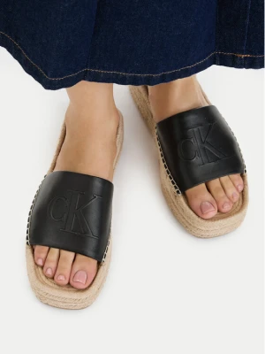 Espadryle Calvin Klein Flatf Espa Mule Lth Mg HW0HW03027 Czarny