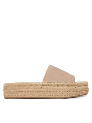 Espadryle Calvin Klein Flatf Espa Mule Nub Mg HW0HW02890 Beżowy