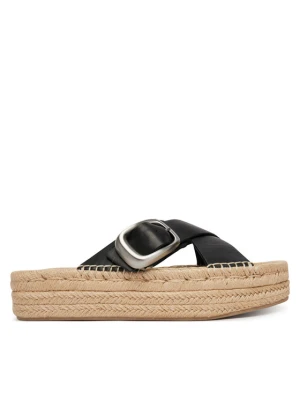 Espadryle Calvin Klein Flatf Espadrill Cross Lth Hdw HW0HW02892 Czarny