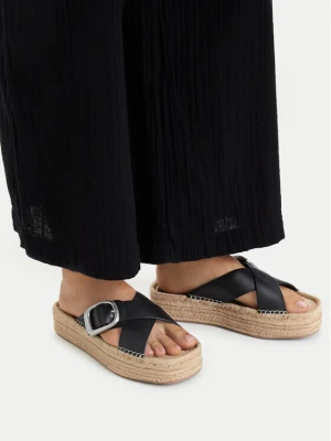 Espadryle Calvin Klein Flatf Espadrill Cross Lth Hdw HW0HW02892 Czarny