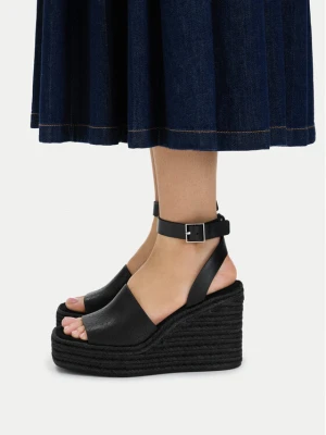 Espadryle Calvin Klein Wedge Espad 70 Aop Lth HW0HW03138 Czarny