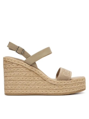 Espadryle Calvin Klein Wedge Espad 70 Webbing Lth HW0HW02901 Beżowy