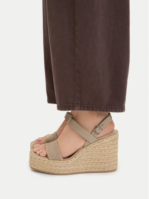 Espadryle Calvin Klein Wedge Espad 70 Webbing Lth HW0HW02901 Beżowy
