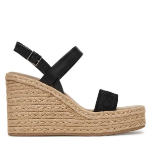 Espadryle Calvin Klein Wedge Espad 70 Webbing Lth HW0HW02901 Czarny