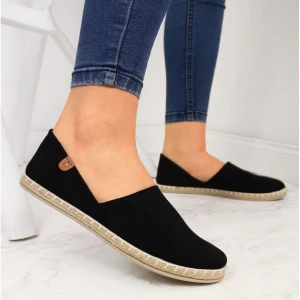 Espadryle damskie wsuwane z wycięciami czarne NEWS 20TX02-2416