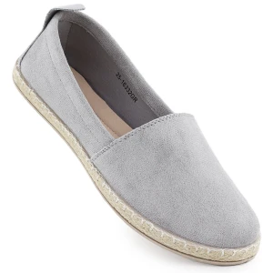 Espadryle damskie wsuwane zamszowe szare Potocki PY16332