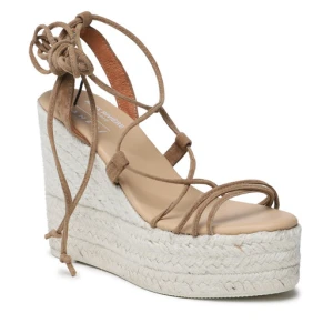 Espadryle Manebi Soft Suede Lace-Up Wedge Espadrilles L 8.7 WA Brązowy
