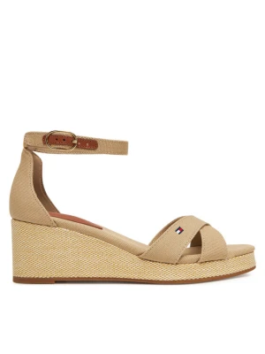 Espadryle Tommy Hilfiger Flag Criss-Cros Mid Wedge Espad FW0FW08481 Beżowy