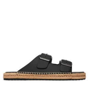 Espadryle Tommy Hilfiger Flex Jutte Hilfiger Lth Sandal FM0FM05646 Czarny