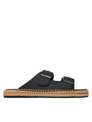 Espadryle Tommy Hilfiger Flex Jutte Hilfiger Lth Sandal FM0FM05646 Czarny